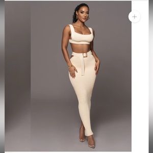 JLUX label Ivory Nikole Ribbed Skirt Set